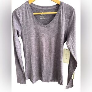 💚SOLD💚RBX Women's Heathered Long Sleeve V-Neck Tee Active Purple Small